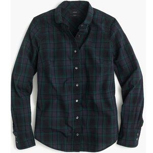 J. Crew Club-collar perfect shirt in Black Watch plaid